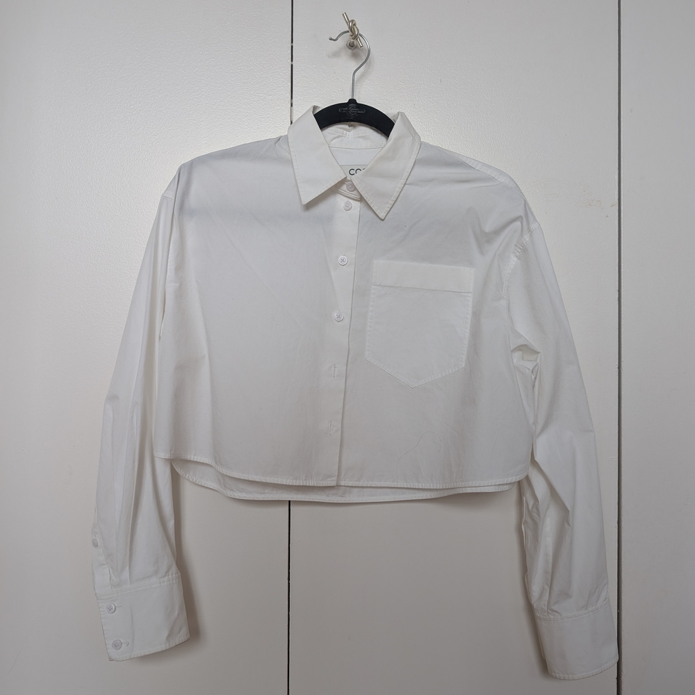 Cos White Cropped Button-Up Shirt